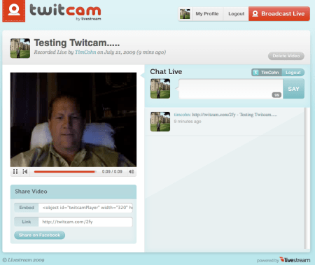 Tim Cohn Testing Twitcam