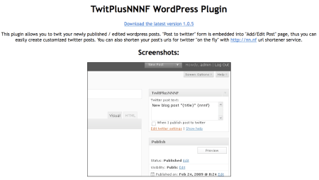 TwitPlusNNNF WordPress Plugin
