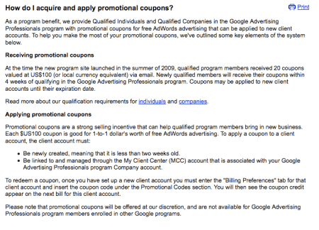 Google Adwords Promotional Coupons
