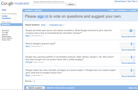 Google Earnings Call Q3 2009