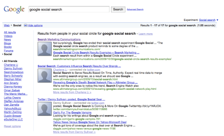 Google Social Search Back Again