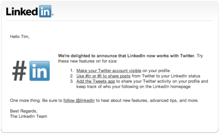Twitter Updates in Linkedin