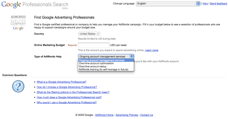 Google Professionals Search Beta
