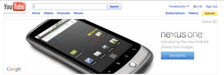YouTube Nexus One Display Ad YouTube Nexus One Display Ad