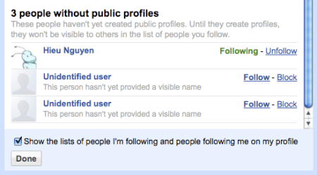 Google Buzz Folowers Without Public Profiles