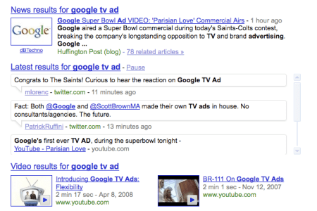 Google Search TV Ad Tweets