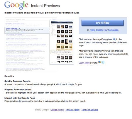 Google Instant Previews